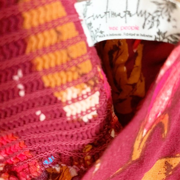 Free People Women's Lattice Lovers Slip Mini Floral Red Dress Size Small - Picture 5 of 6